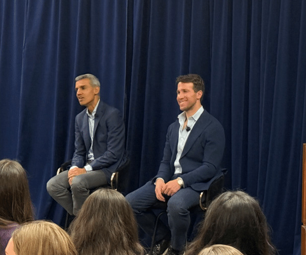 Adam Mendler in a fireside chat with a guest leader